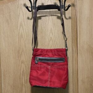 Liz Claiborne Red and Brown Messenger Bag